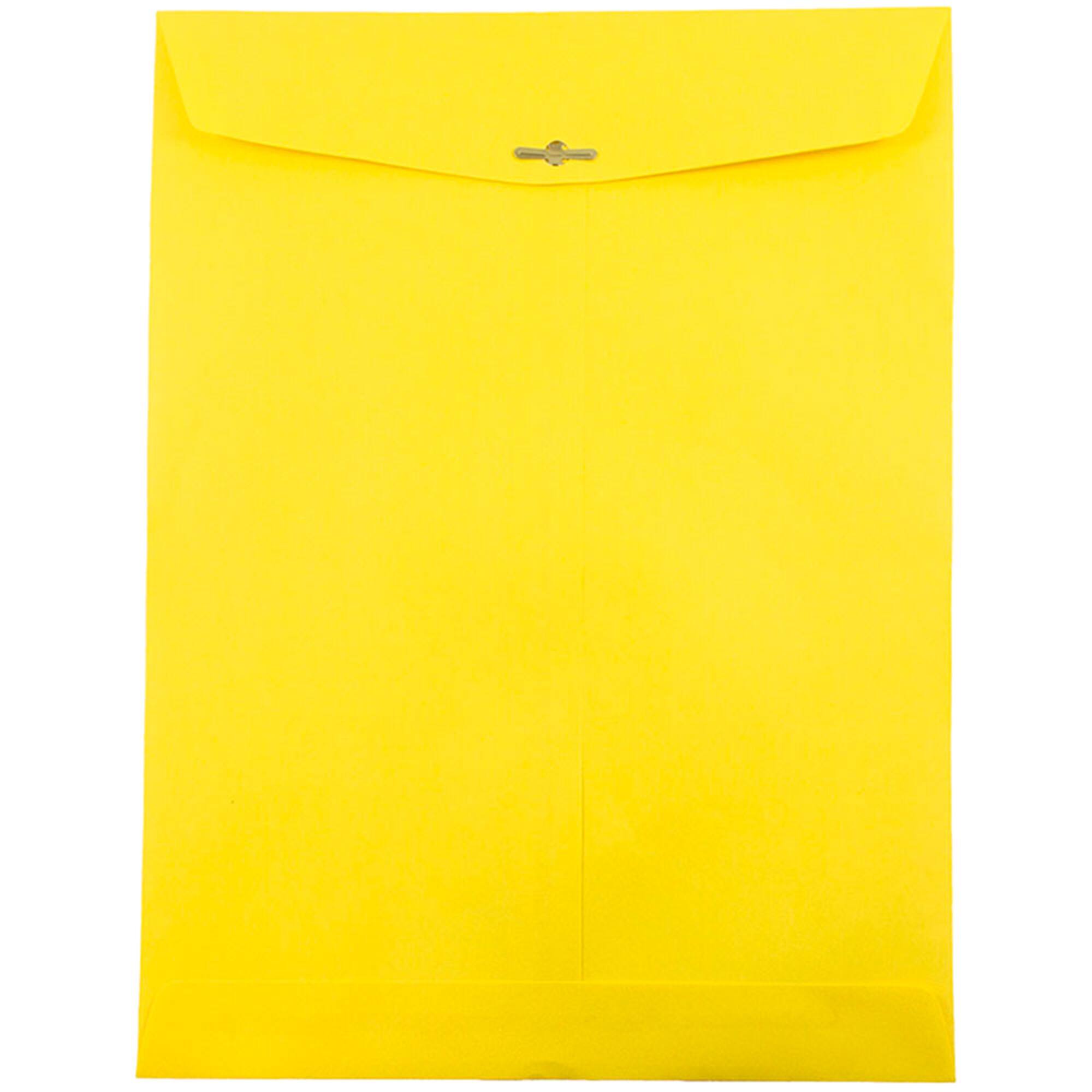 JAM Paper 10" x 13" Brite Hue Yellow Clasp Closure Catalog Envelopes, 100ct.